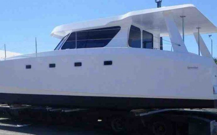 Catamaran express cruiser / outboard / twin-engine / hard-top