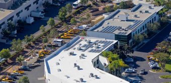 Cropped aerial photo of Sullivan Solar Power's headquarters in San Diego