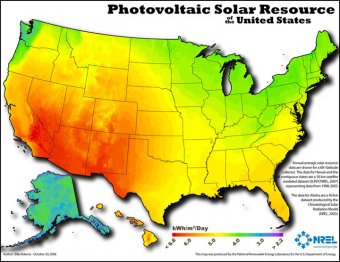 Map 1. Available solar power energy in the United States