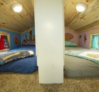 The split loft kids bedroom is above the Brown Bear's bathroom